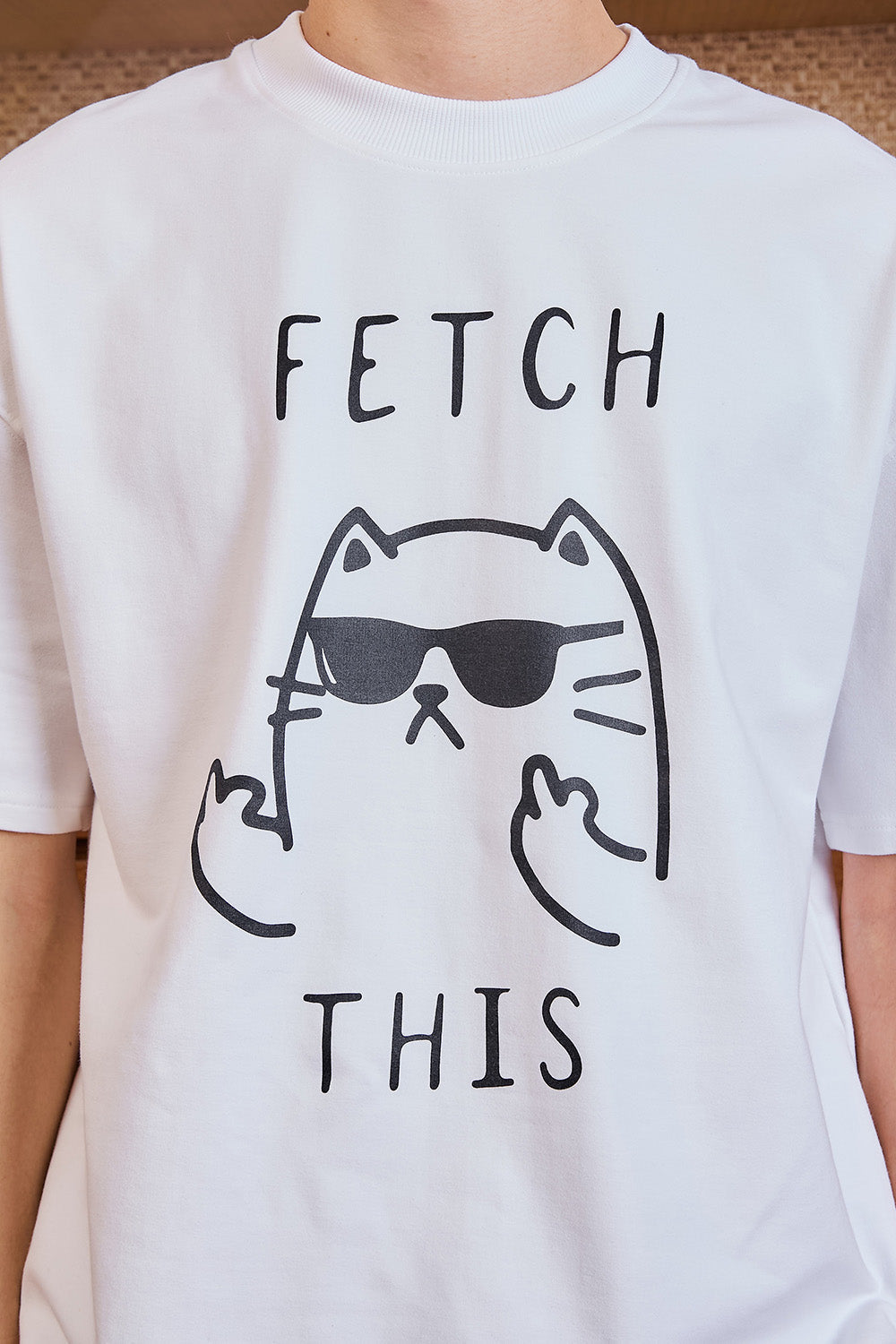 Sassy Cat White Oversized T-shirt