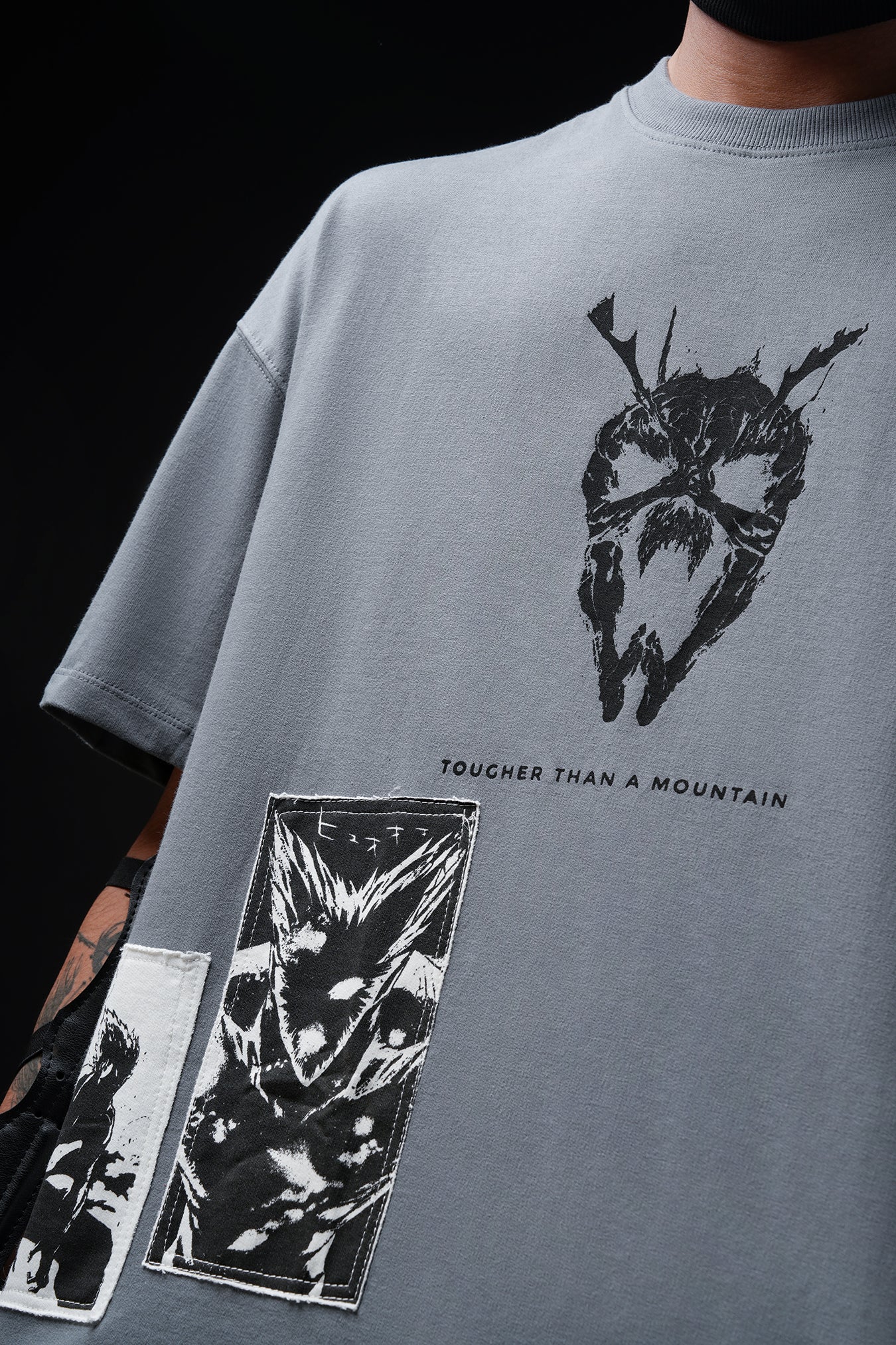 Threat Level Dragon V2 - Anime oversized tshirt with Patchwork