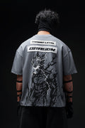 Threat Level Dragon V2 - Anime oversized tshirt with Patchwork