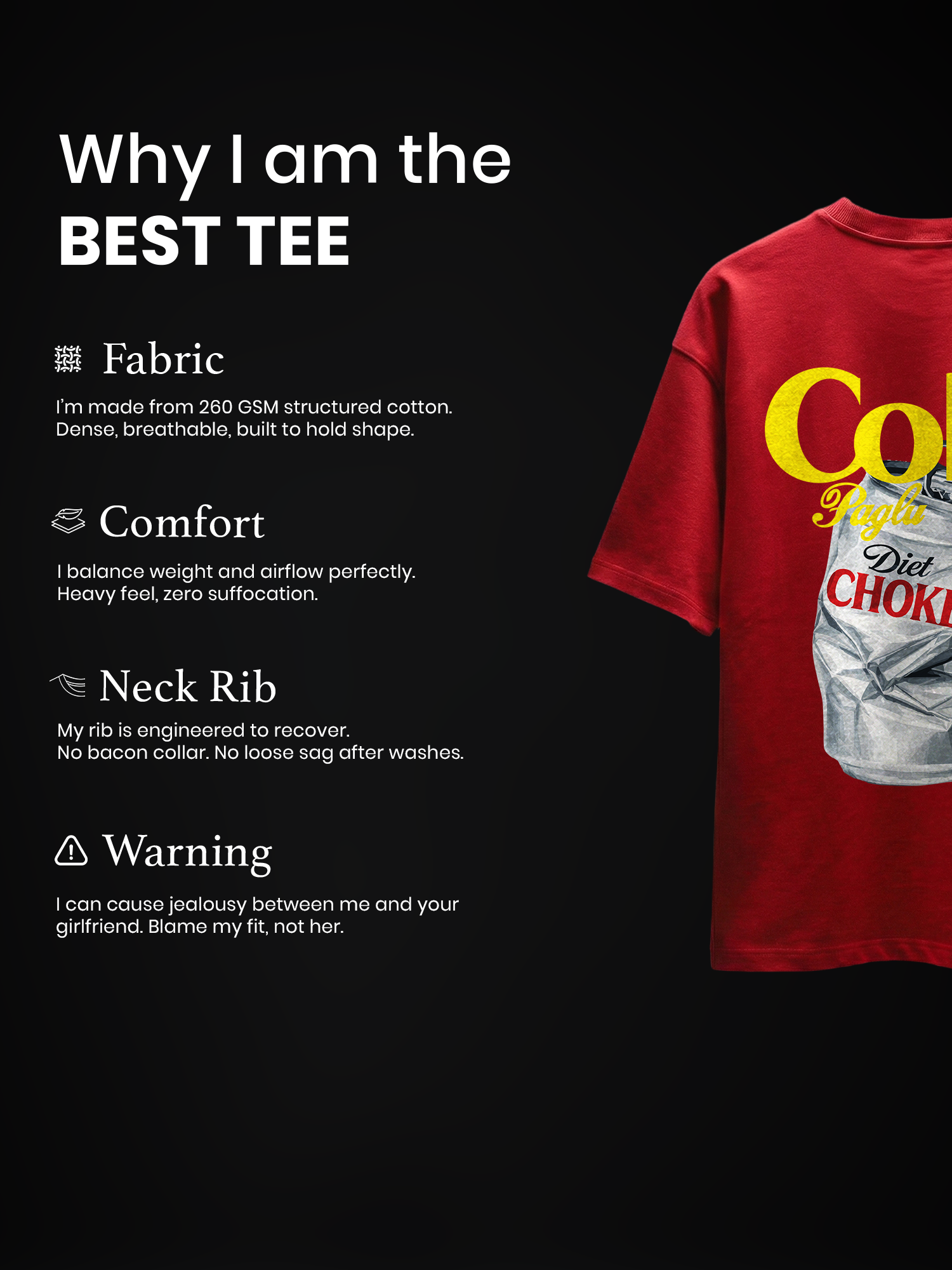 The Diet Choke Unisex Red Oversized Tshirt