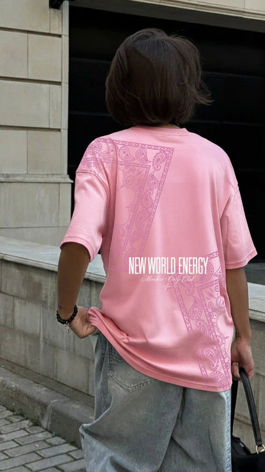 New World Energy Pink Oversized T-shirt