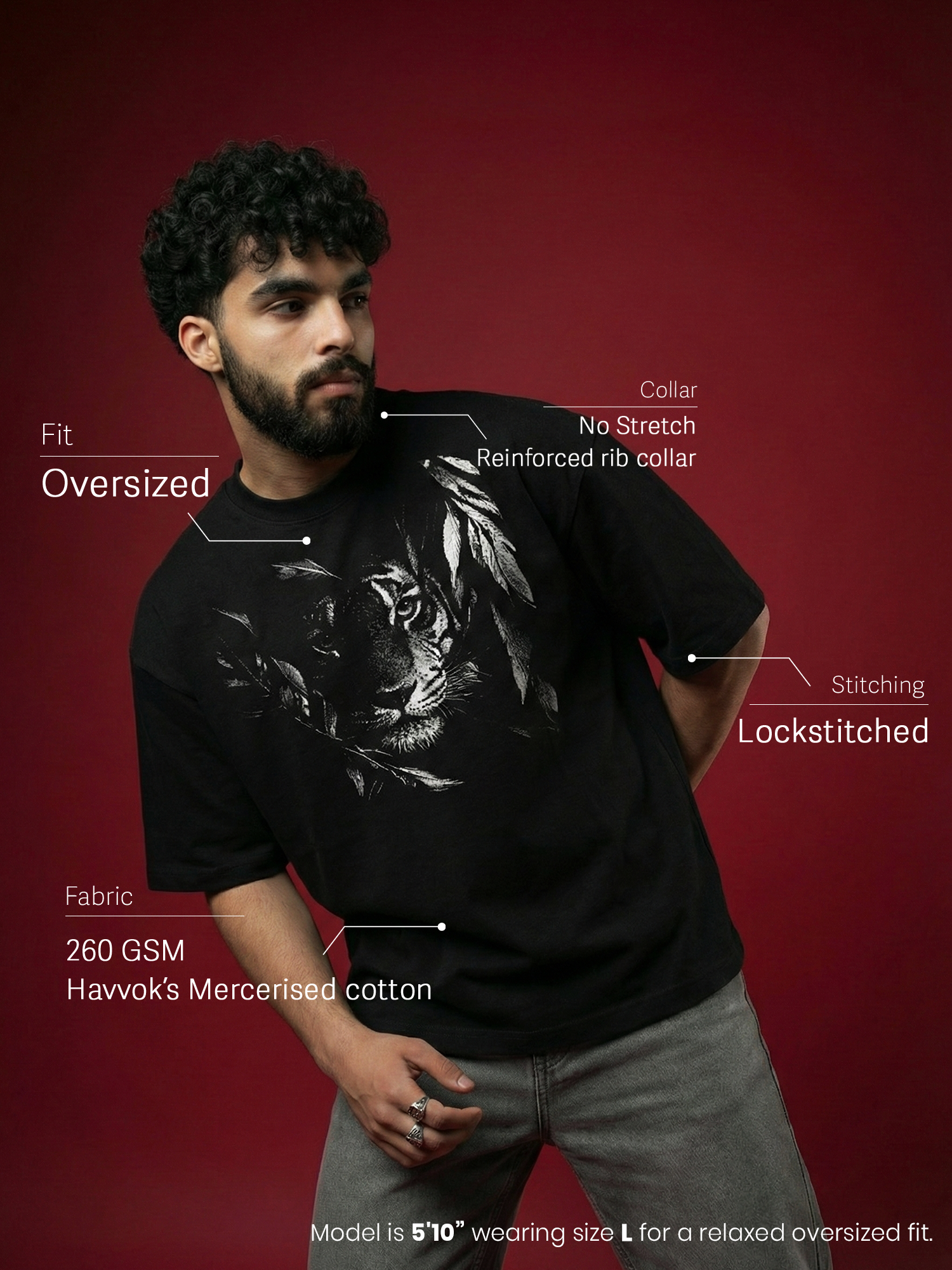Alpha Unisex Black Oversized T-Shirt
