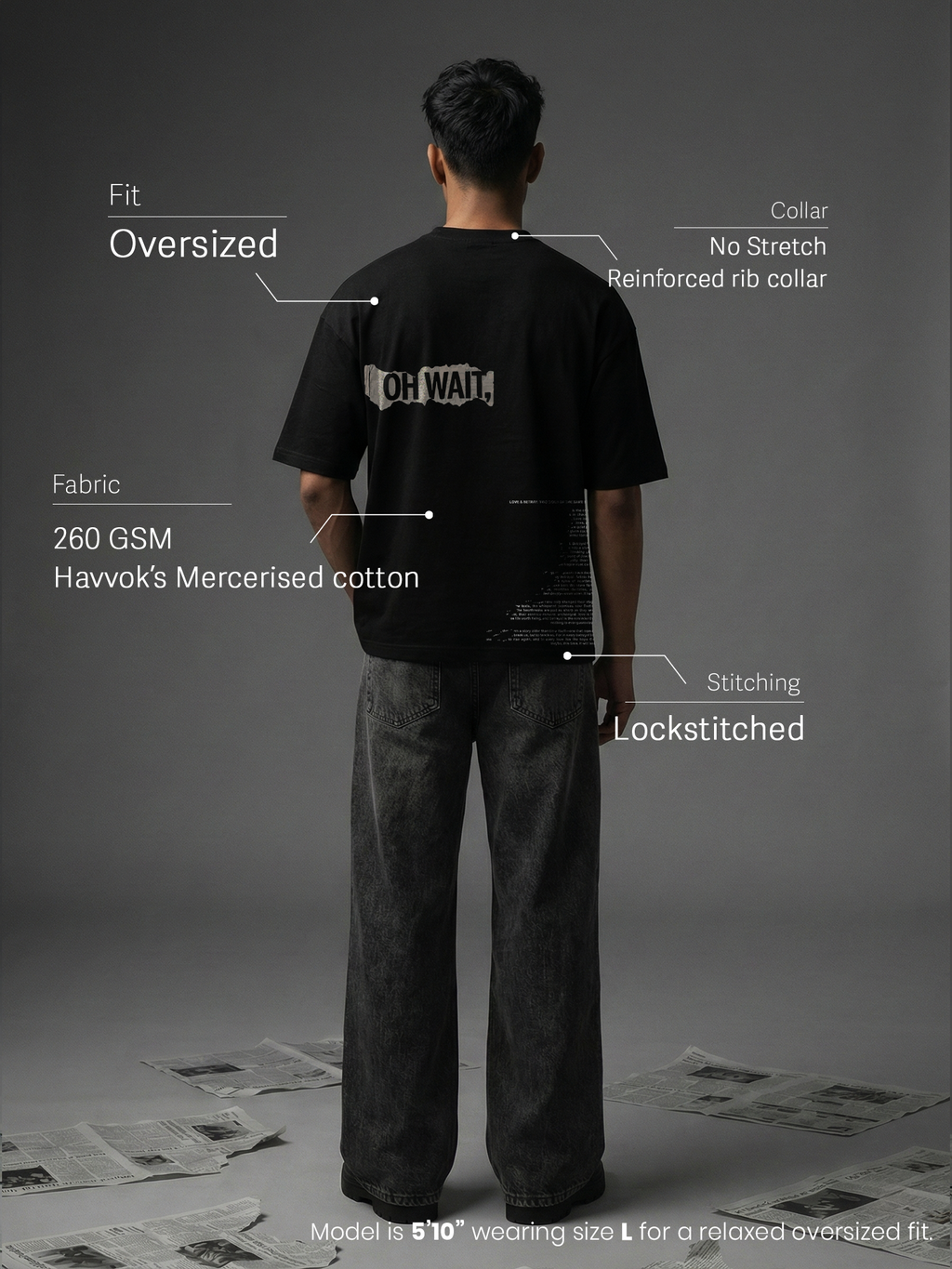 Eclipsed Dreams Unisex Black Oversized T-Shirt