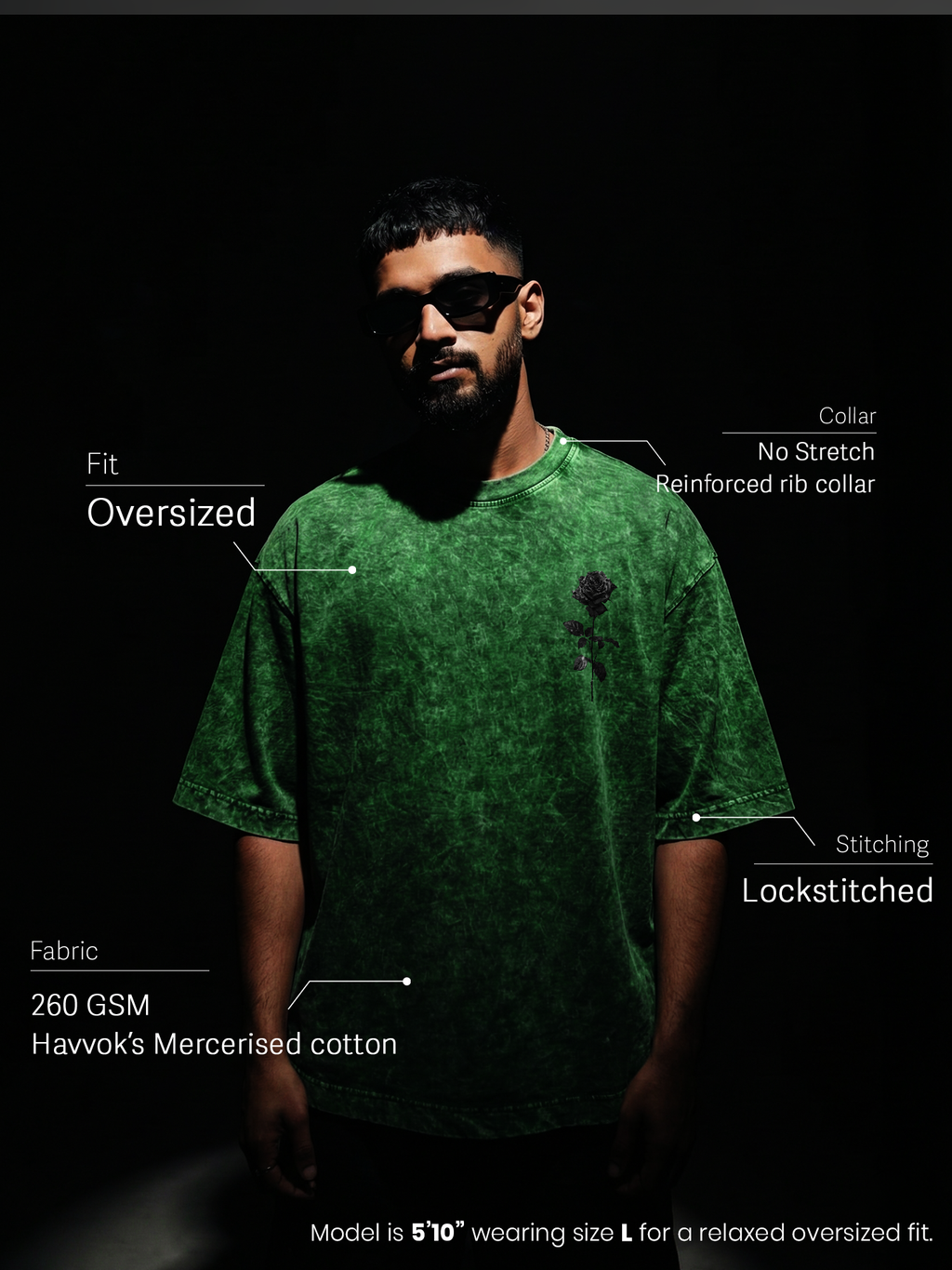 Dark Rose Unisex Green Oversized T-Shirt
