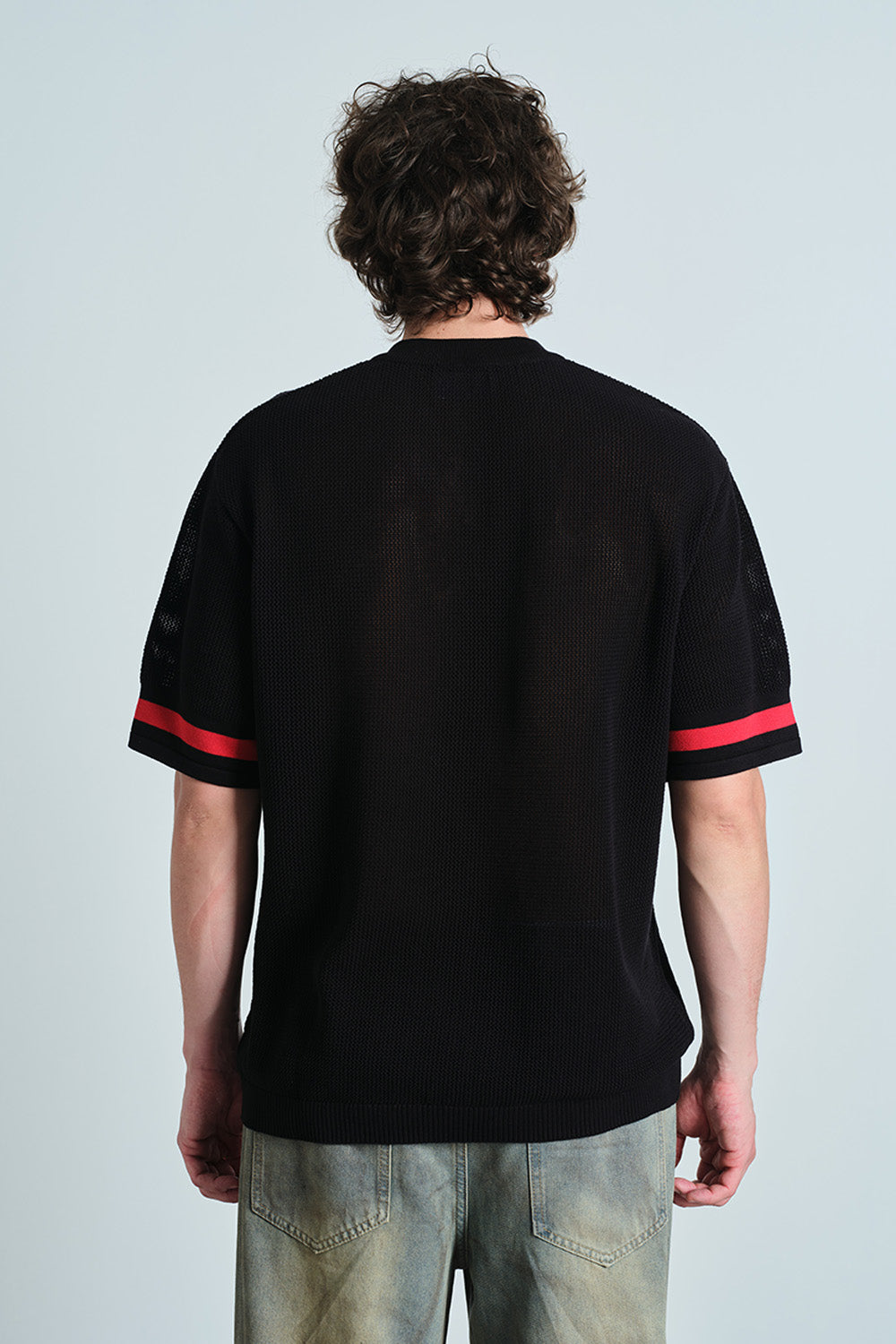 Retro Soccer Black Knit Jersey