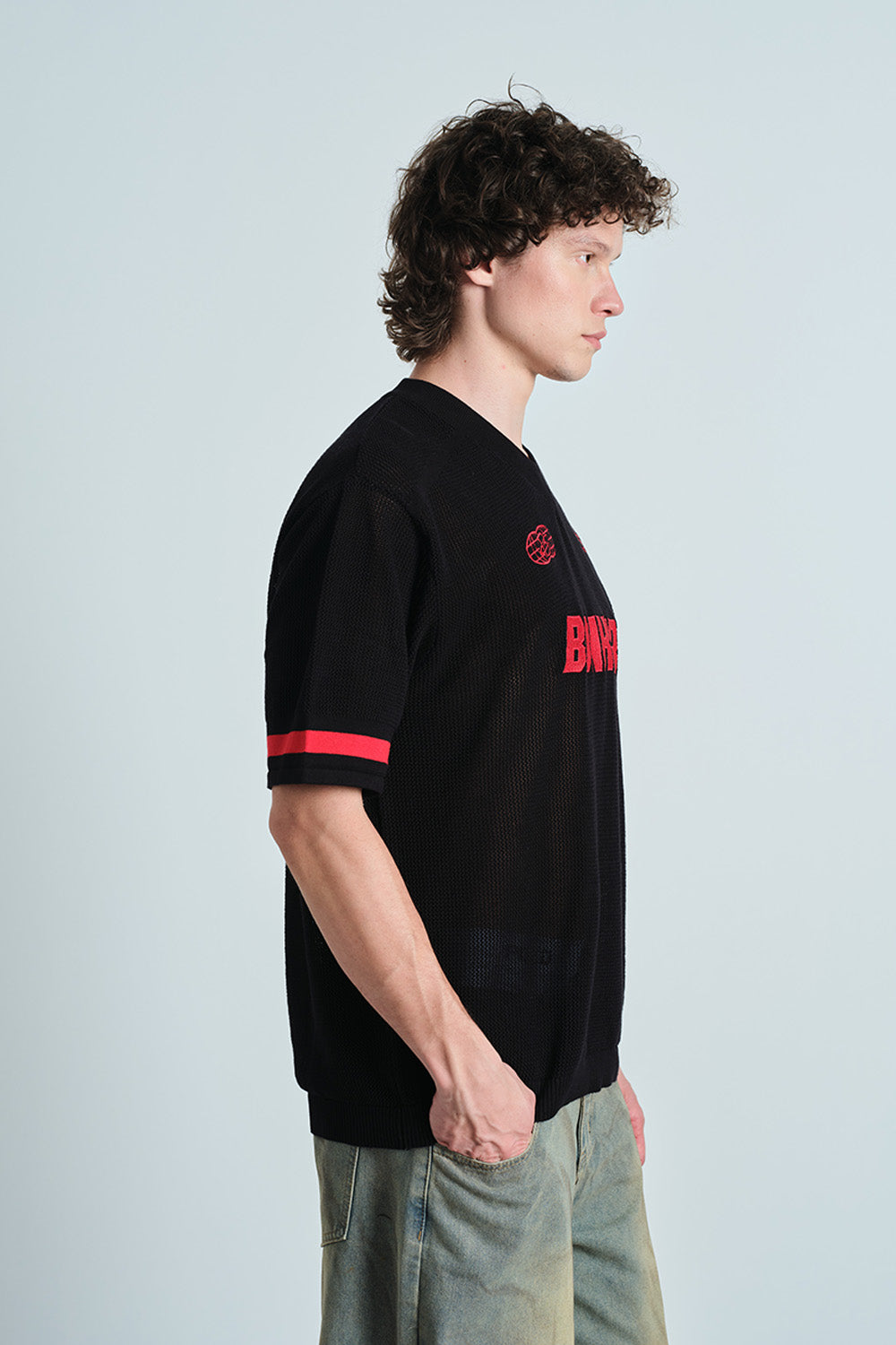 Retro Soccer Black Knit Jersey