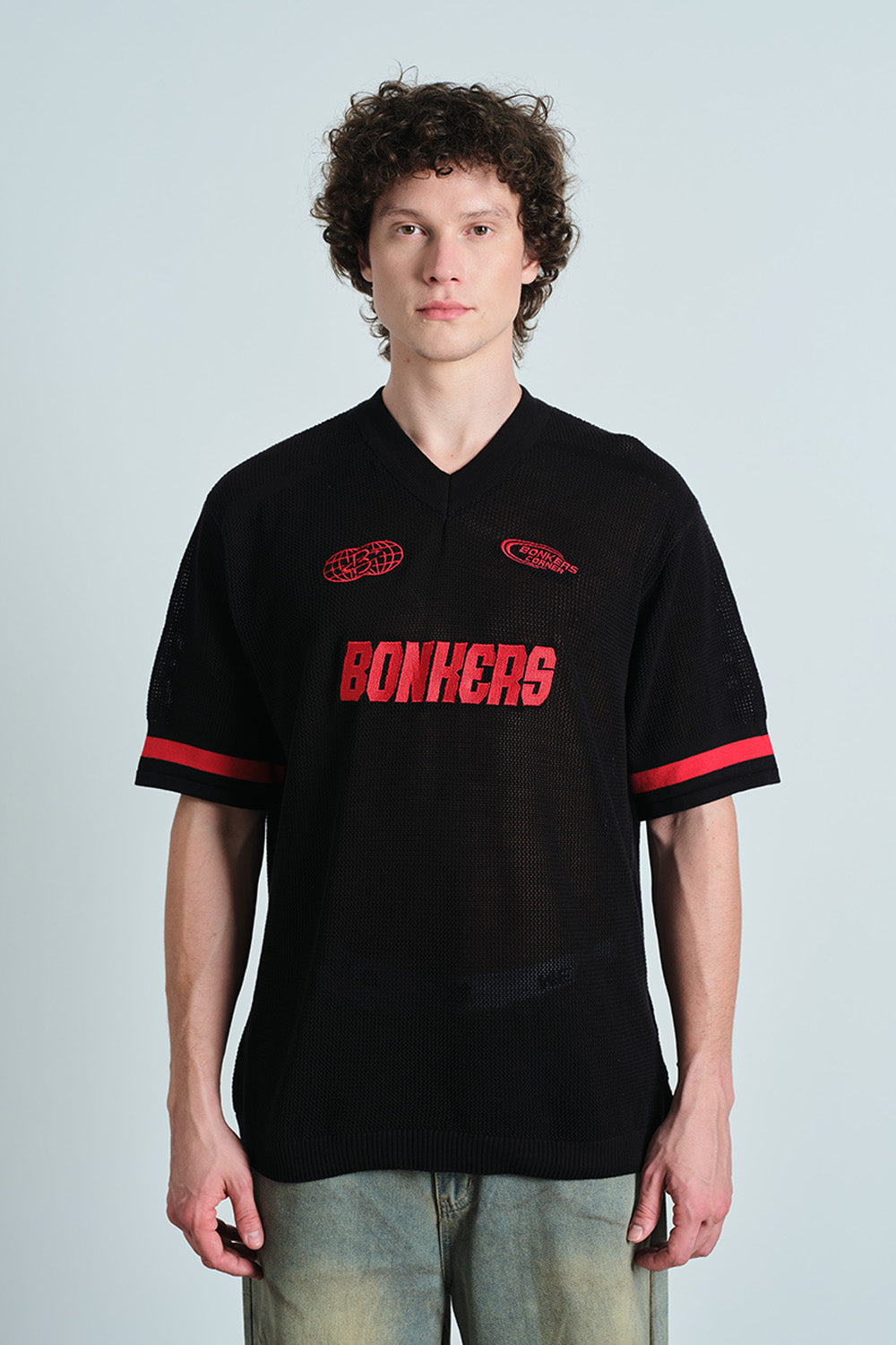 Retro Soccer Black Knit Jersey