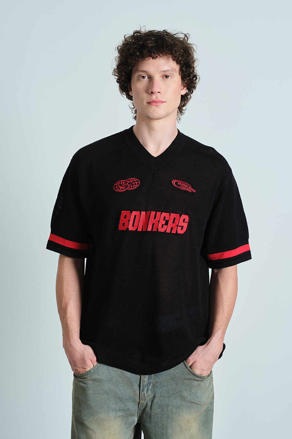 Retro Soccer Black Knit Jersey