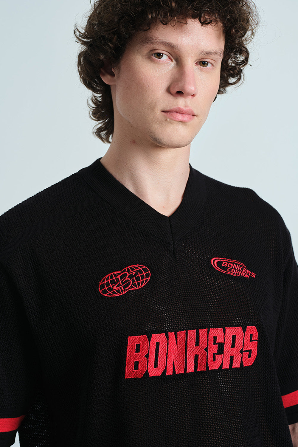 Retro Soccer Black Knit Jersey