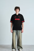 Retro Soccer Black Knit Jersey