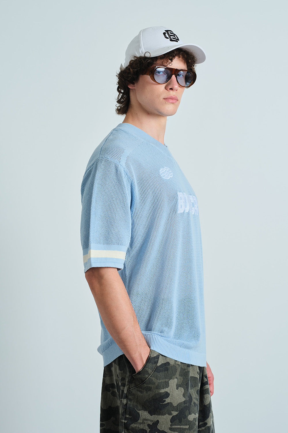 Retro Soccer Blue Knit Jersey