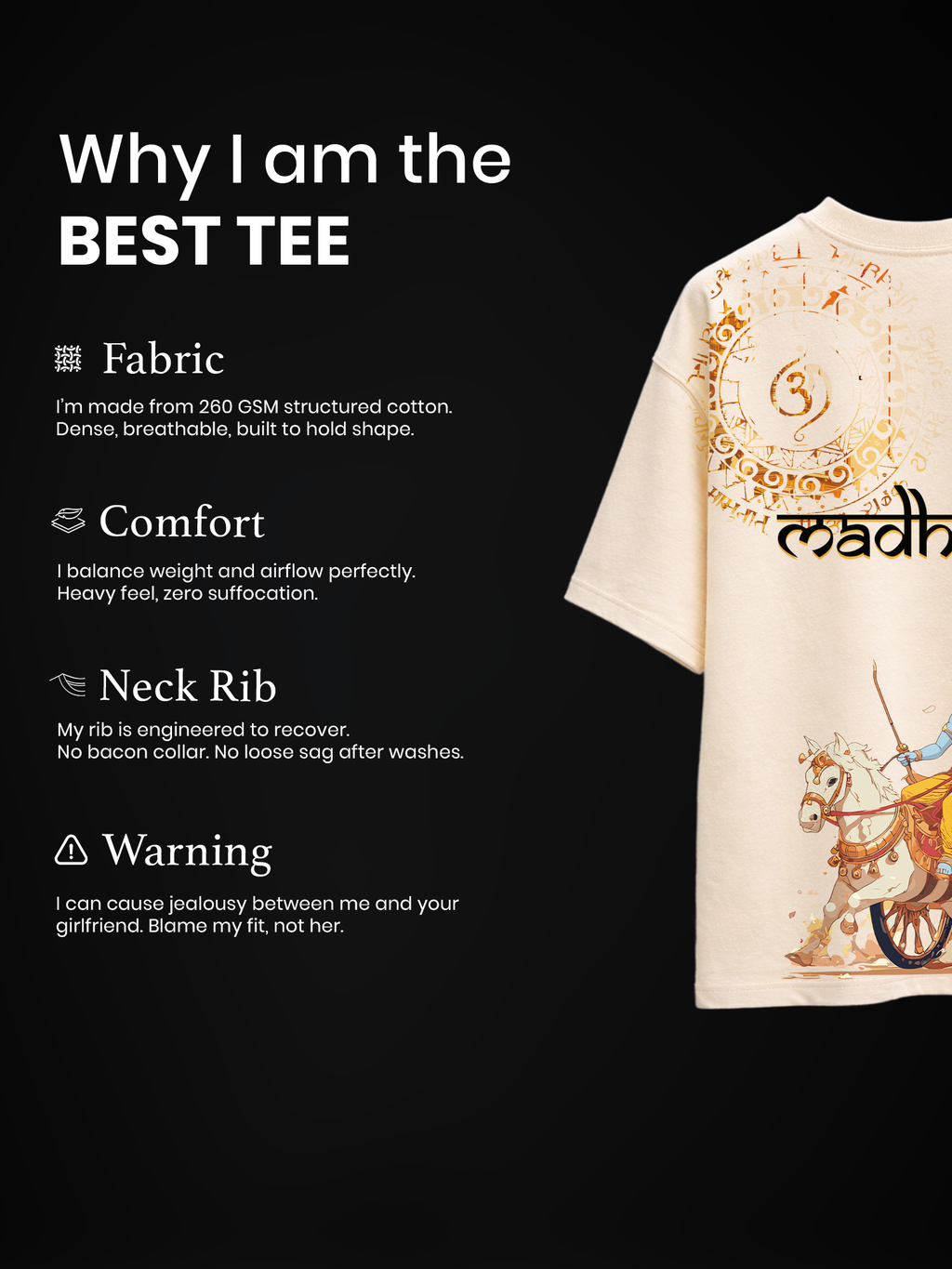 The Divine Command Unisex Off-White Oversized T-Shirt