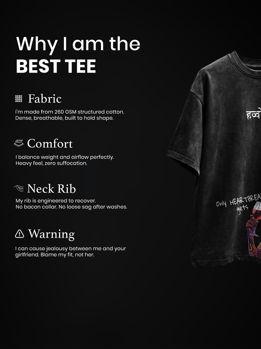Broken Pour Unisex Black Acid Wash Tshirt